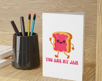 You Are My Jam Card | Jelly Jam Toast Valentine's Day Greeting Cards (1 or 10-pcs) Vday Cute For Her For Him Bff Couple Family Love