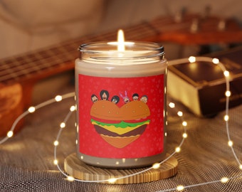 Bob's Burgers Candle | Valentines Scented Candle, 9oz Love Burger Heart Tina Louise Linda Bob Gene Belcher Teddy Gift For Her For Him