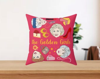 Poduszka Golden Girls | Kwadratowa poduszka Golden Girls z poliestru z przędzy Rose Blanche Sophia Dorothy, prezent dla przyjaciółki Bff Bestfriend