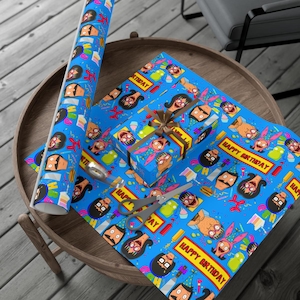 Bob&#39;s Burgers Birthday Gift Wrap Papers | Gift Wrapping Happy Birthday | Bob Linda Tina Louise Gene Belcher Teddy