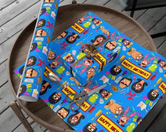 Bob's Burgers Birthday Gift Wrap Papers | Gift Wrapping Happy Birthday | Bob Linda Tina Louise Gene Belcher Teddy