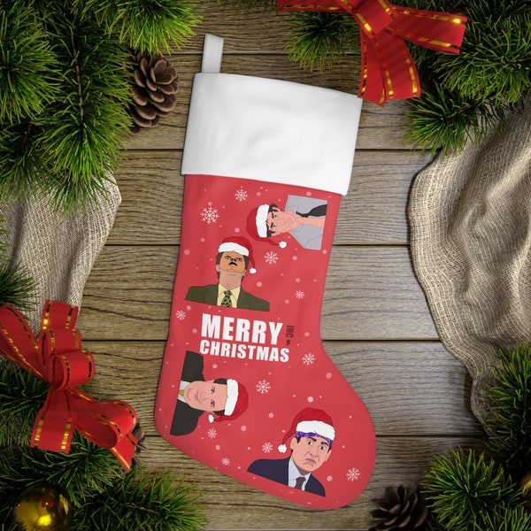 The Office Christmas Stocking | Dunder Mifflin Holiday Stocking Decoration Gift Prison Mike Michael Scott Jim Halpert Dwight Schrute Kevin