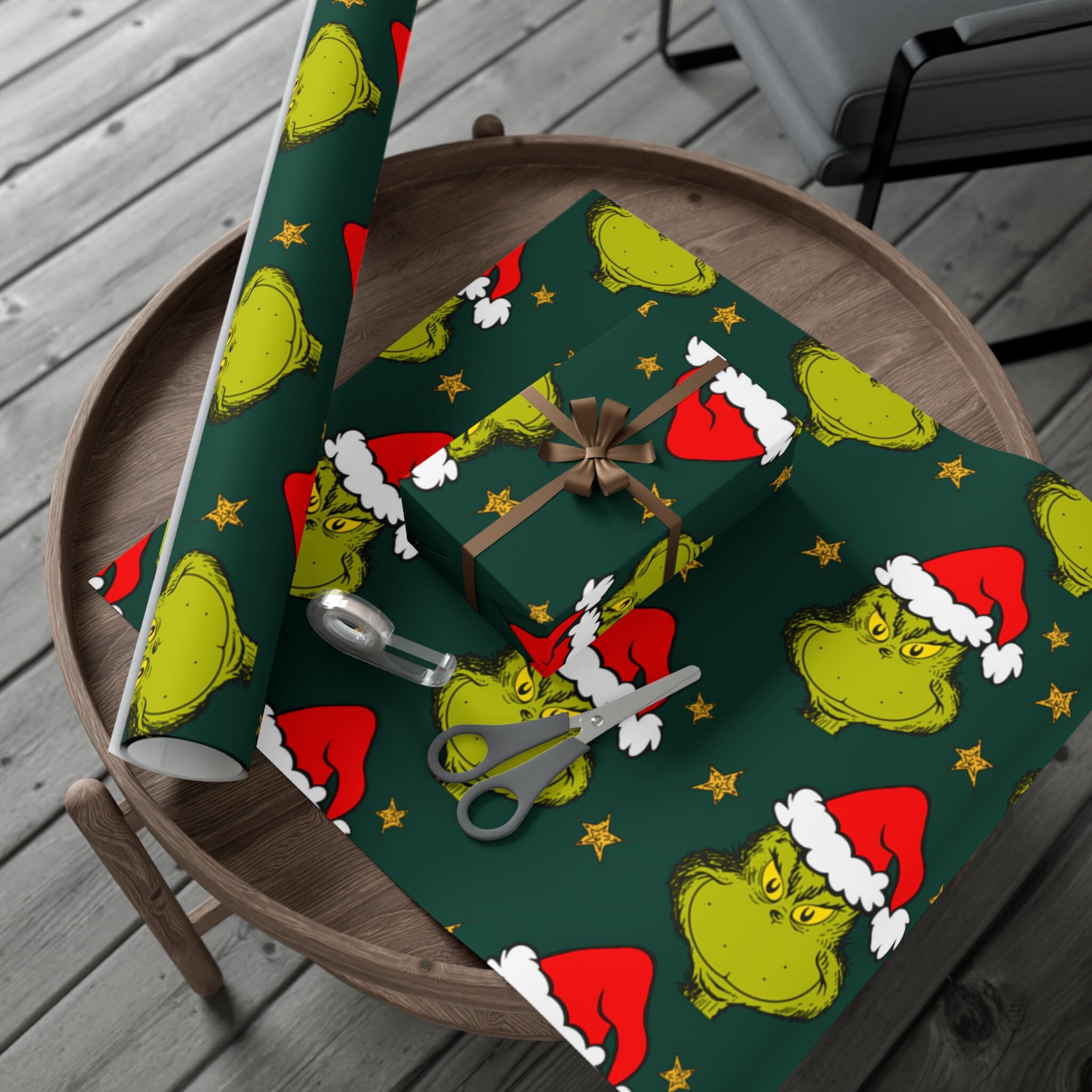 The Grinch Wrapping Paper Merry Christmas Grinch Gift Wrap Papers Etsy