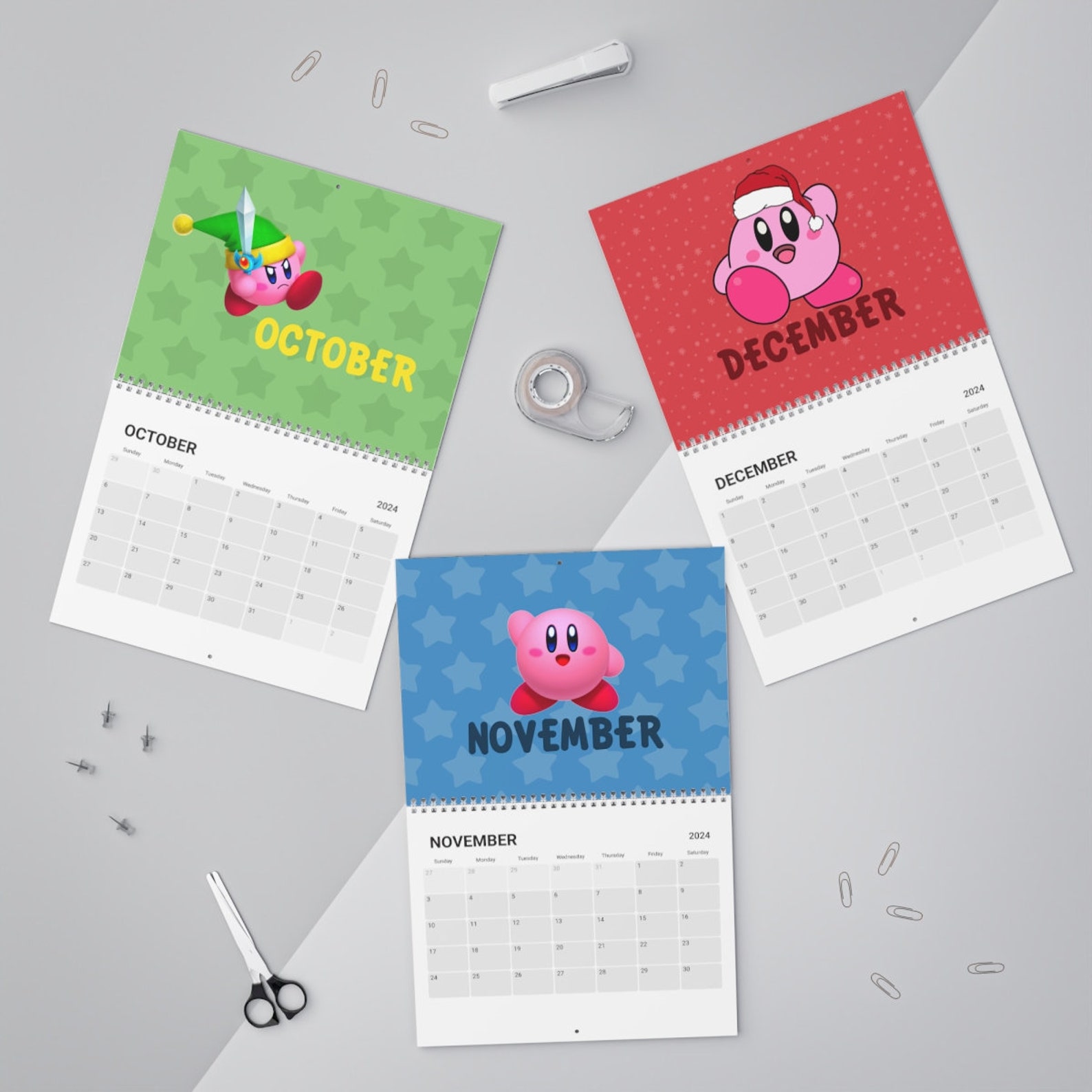 Kirby Calendar 2025 Kirby New Year Months Days Game Cute Schedule