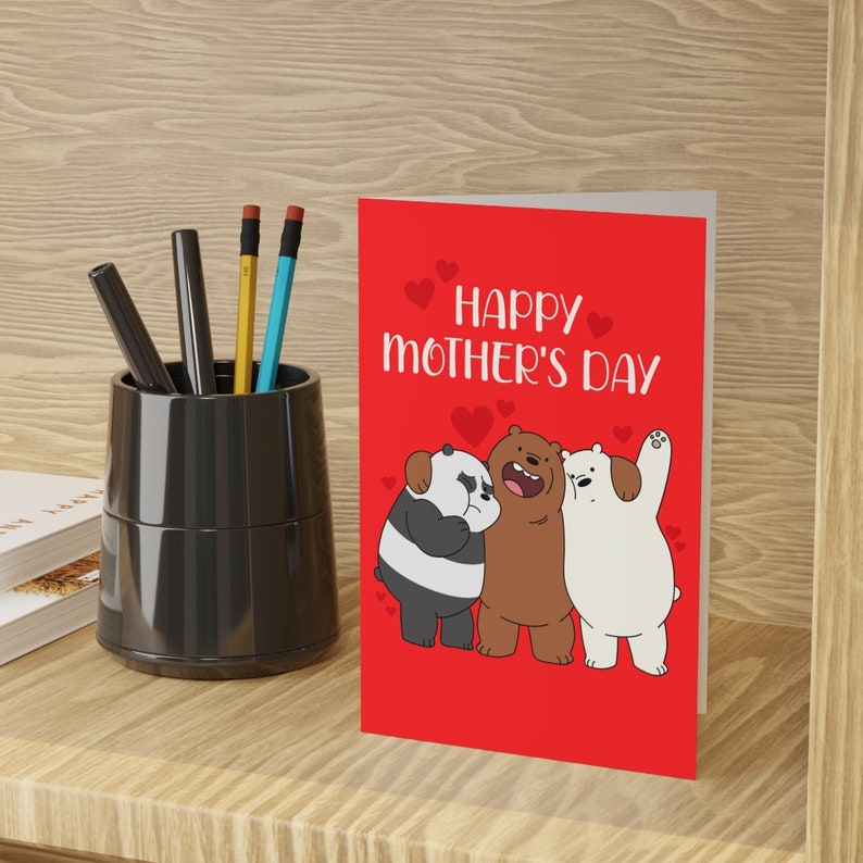 We Bare Bears Mother's Day Card Grizzly Panda Ice Bear Happy Mother's
