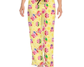 Kirby Hose | Kirby Damen Pyjama Hose Geschenk für sie Videospiele niedlich gelb rosa entzückende ästhetische bequeme Pj Böden