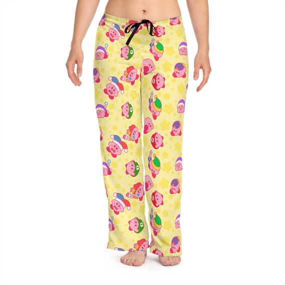 Kirby Pants Kirby Women s Pyjama Pants Gift for Her Video Games Cute Yellow Pink Adorable Aesthetic Comfy Pj Bottoms Etsy Canada