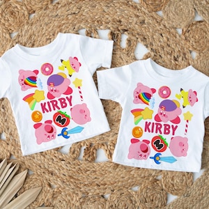 Kirby Kid Graphic Tee / 6 M-24 M Kirby Infant Jersey Tee Shirt Per lei Per lui Bambino Bambino Neonato Videogioco