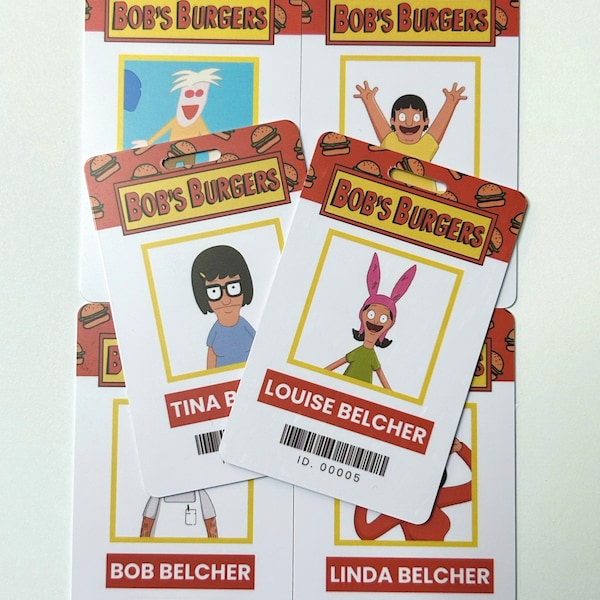 Bob's Burgers ID Badge Name Tag Cosplay Costume Dress up Prop | Louise Tina Gene Bob Linda Ken Belcher