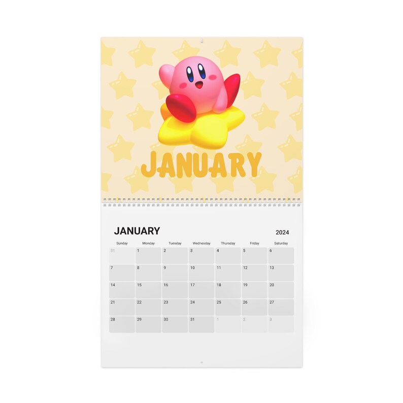 Kirby Calendar 2024 Kirby New Year Months Days Game Cute Schedule