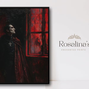 Printable Vintage DRACULA Oil Painting | Download Art, Gothic Halloween Vampire Landscape Art Print, Oil Painting, Wall Art Digital