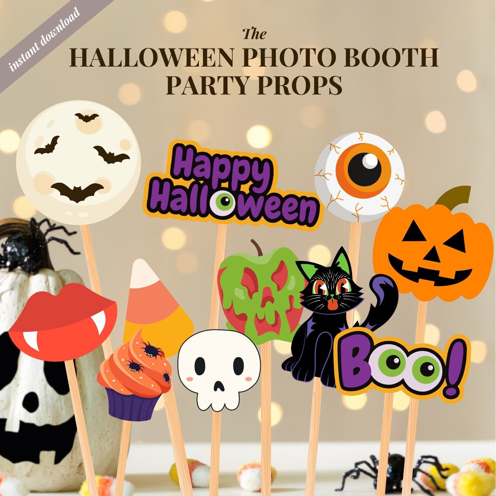 Printable Halloween Photo Booth Props Halloween Props Instant Download Halloween Halloween