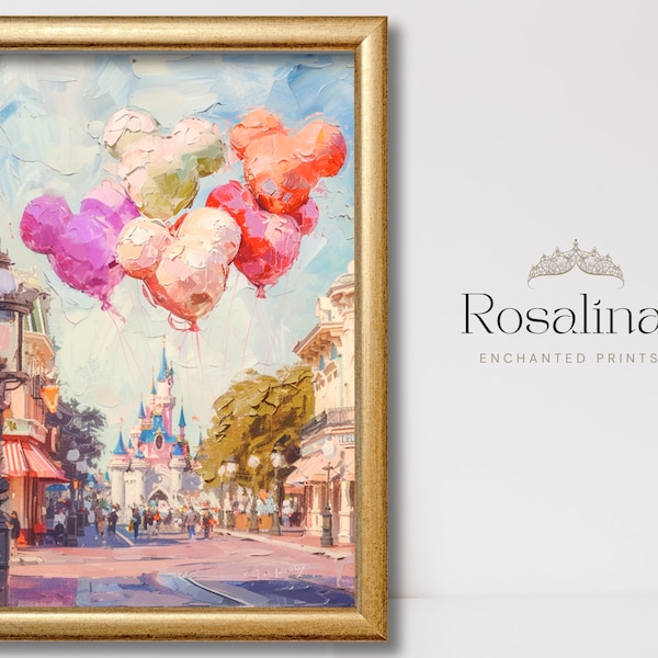 Printable Vintage DISNEYLAND Oil Painting | Download Art, Castle Fairytale Landscape Art Print, Oil Painting, Disneyworld Wall Art Digital