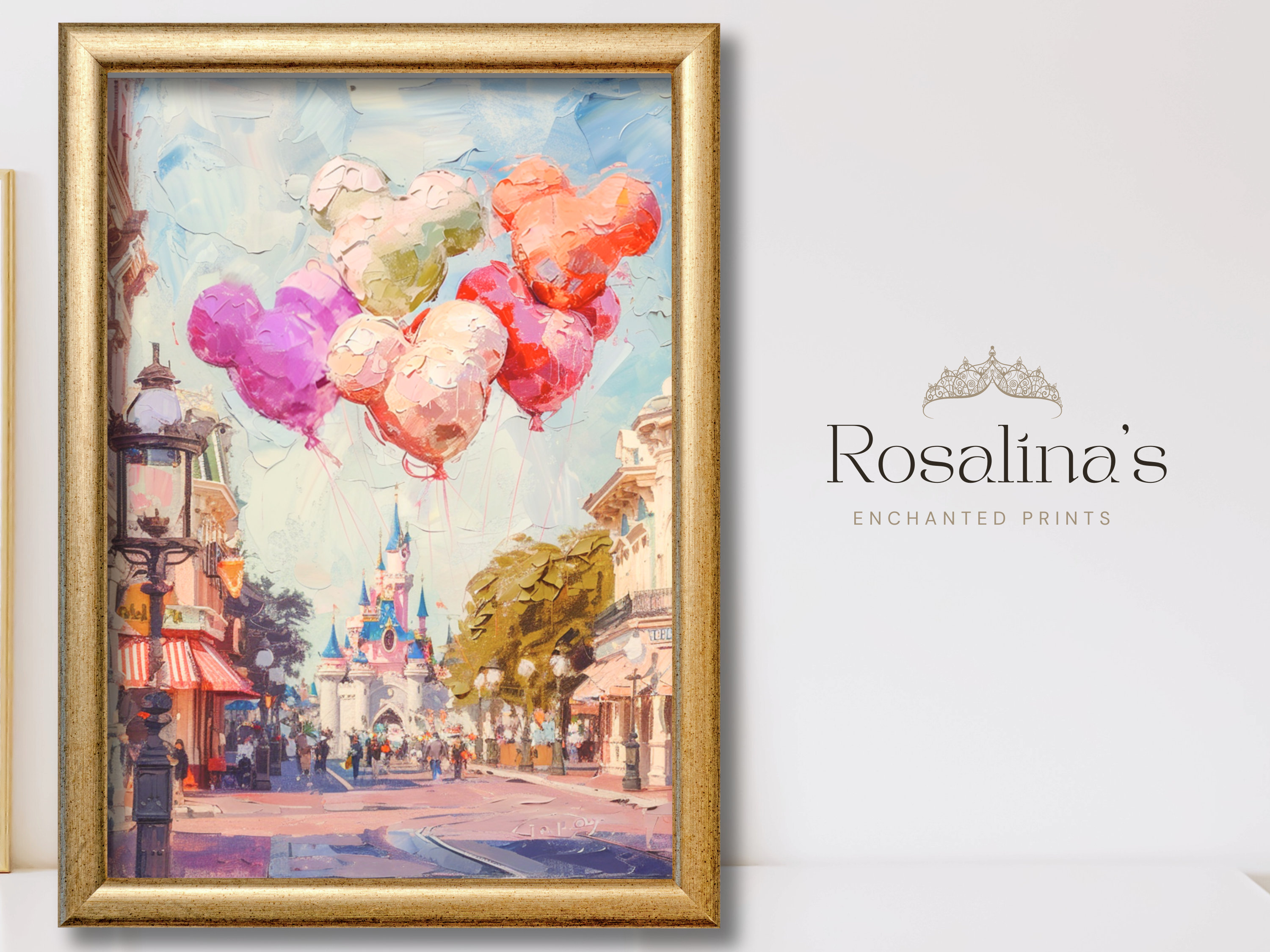 Printable Vintage DISNEYLAND Oil Painting | Download Art, Castle Fairytale Landscape Art Print, Oil Painting, Disneyworld Wall Art Digital
