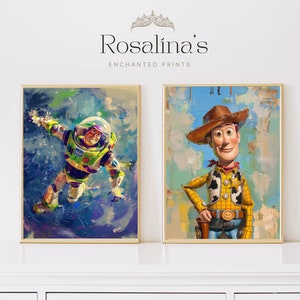 Printable TOY STORY Buzz Light Year Woody Oil Painting Set of 2 | Download Art, Cartoon Art Decor, Oil Painting, Wall Art Digital