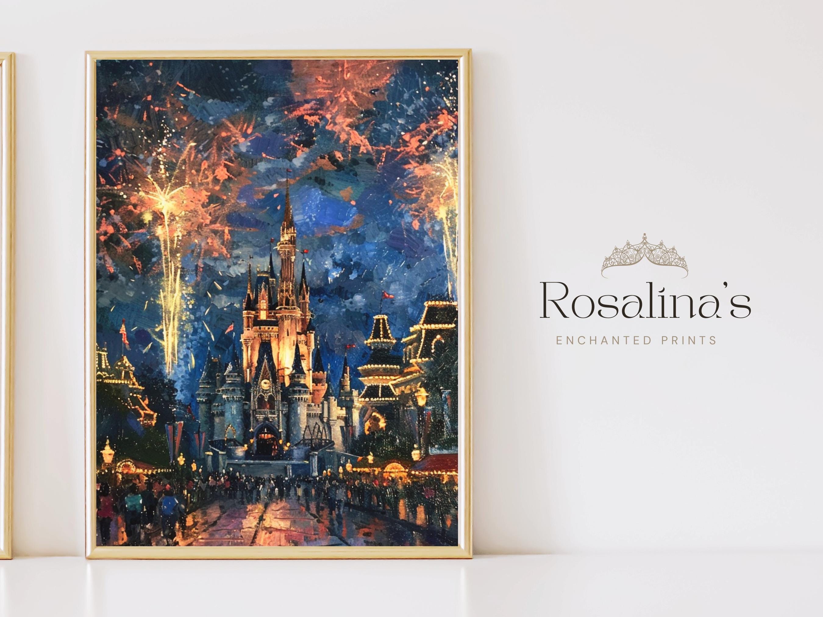 Printable Vintage DISNEYWORLD Fireworks Oil Painting | Download