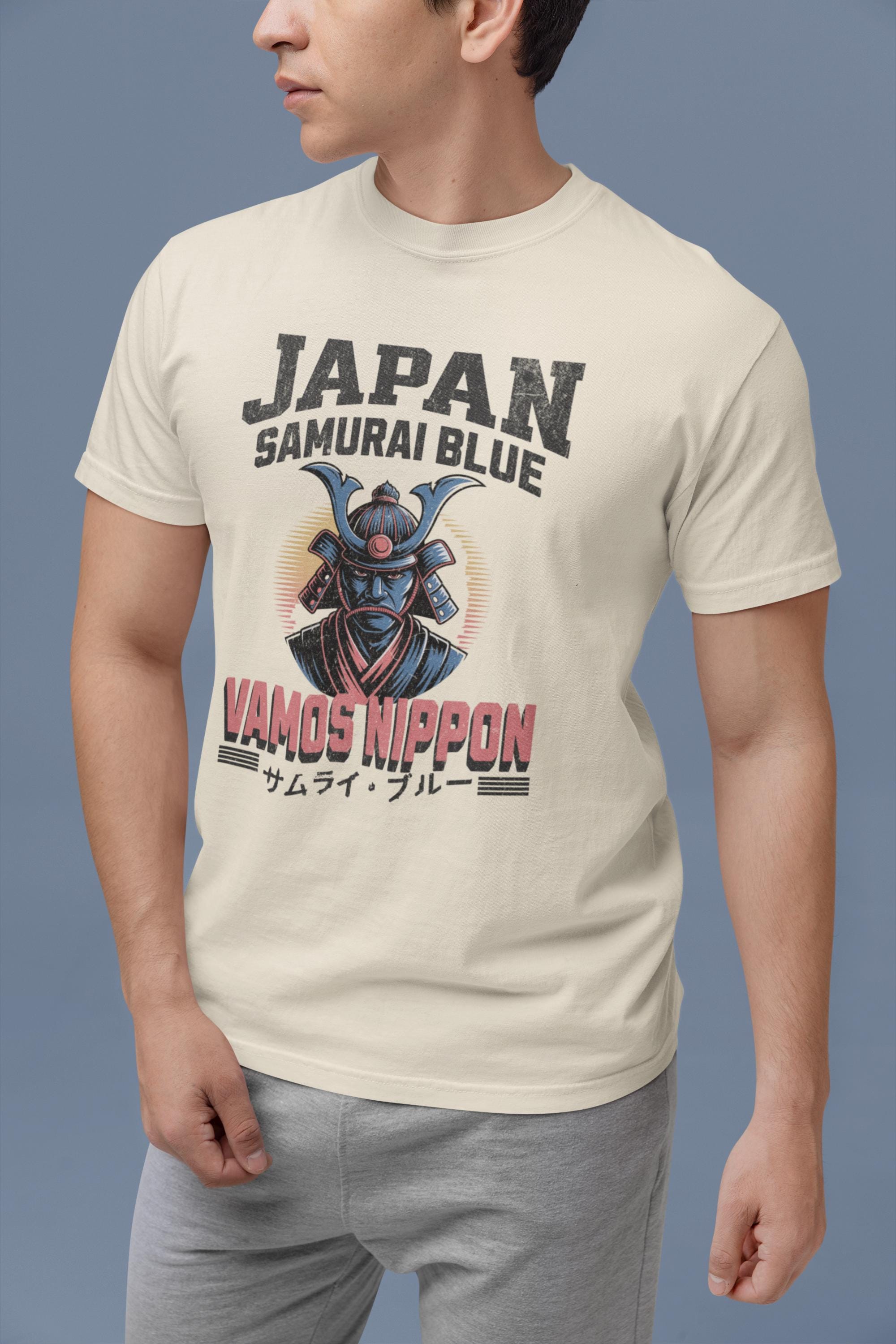 Japan Samurai Blue T-shirt | Retro Football Tee - Etsy
