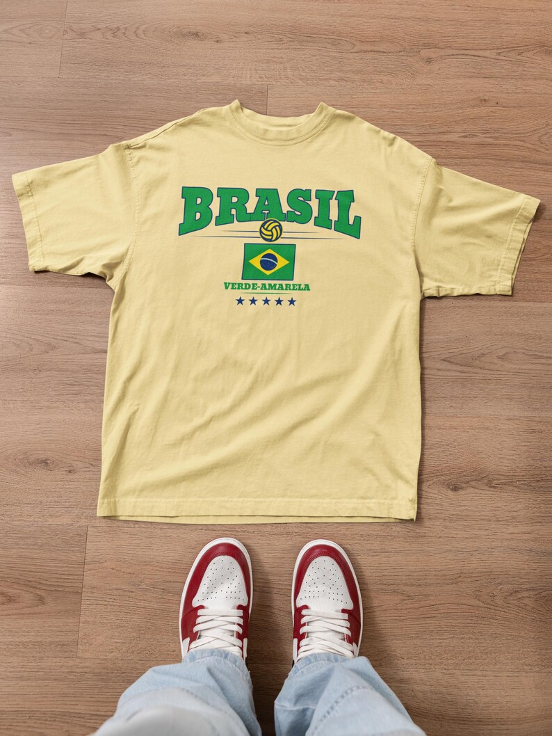 Brazil Football Shirt - Verde-Amarela | Brazil Soccer Tee with 5 Stars & Flag | Seleção Brasileira Fan Shirt image 6