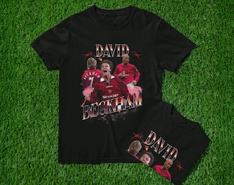 Vintage David Beckham Football Legend T-Shirt | Retro Red Player Collage
