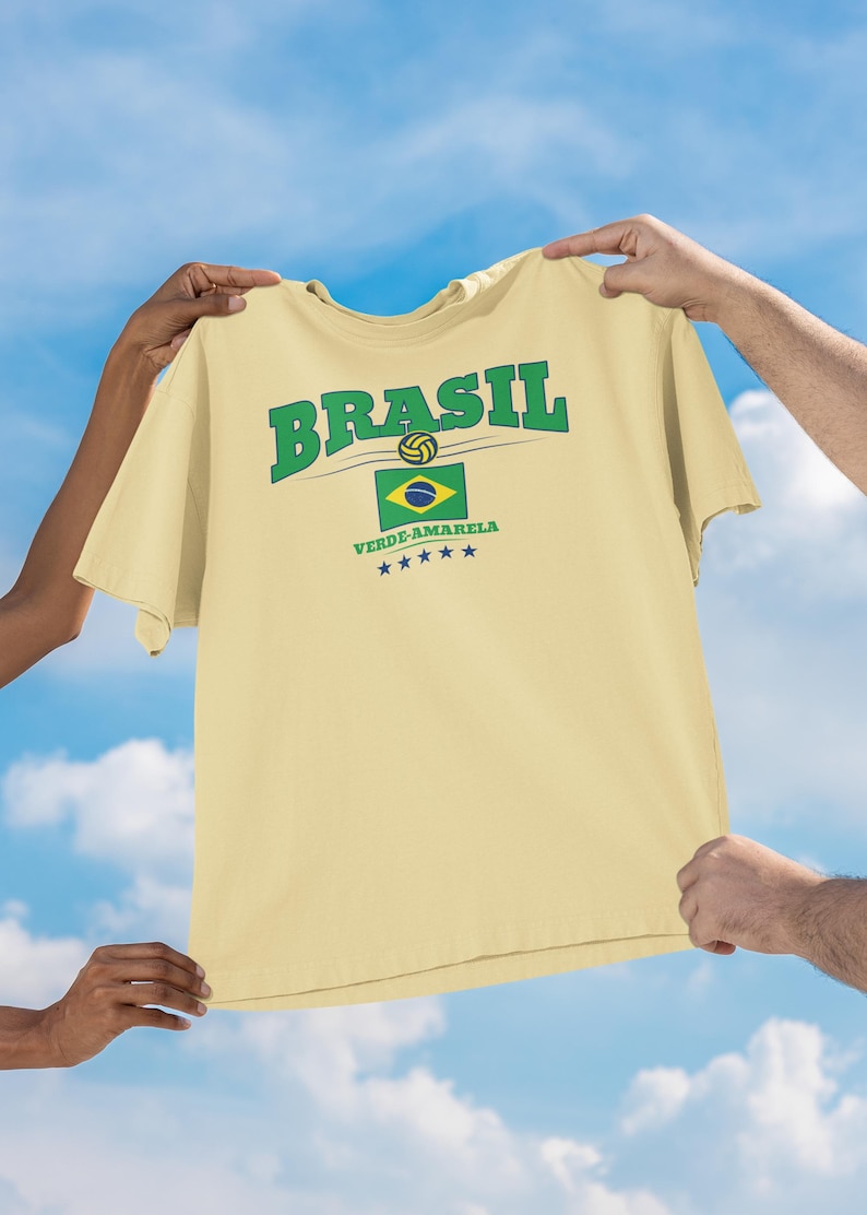 Brazil Football Shirt - Verde-Amarela | Brazil Soccer Tee with 5 Stars & Flag | Seleção Brasileira Fan Shirt image 2