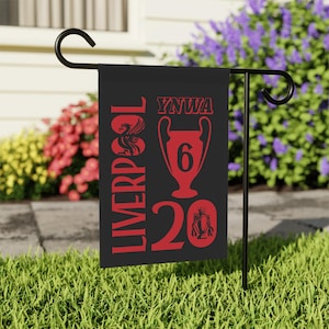 Liverpool Soccer Garden Flag for Outdoor Decor, 6 Champions League 20 League Titles Banner, YNWA Football Fan Yard Sign, Reds Supporter Gift
