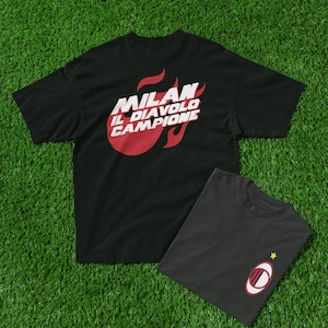 AC Milan Champions Oversized Tee, Rossoneri Football Shirt, Serie A Winner T-Shirt, Vintage Soccer Fan Gift, Milanista Graphic Top