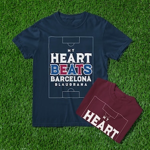 My Heart Beats Barcelona Blaugrana Shirt, FC Barcelona Soccer Tee, Barça Fan Gift, Camp Nou Football Shirt, Catalonia Pride Tee