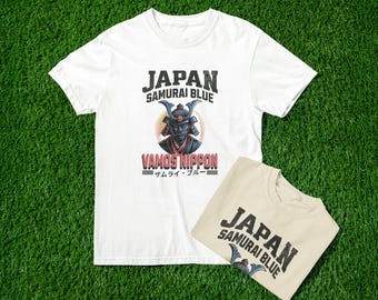 Japan Samurai Blue T-shirt | Retro Football Tee - Etsy