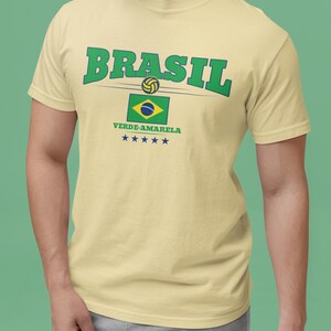 Brazil Football Shirt - Verde-Amarela | Brazil Soccer Tee with 5 Stars & Flag | Seleção Brasileira Fan Shirt image 3