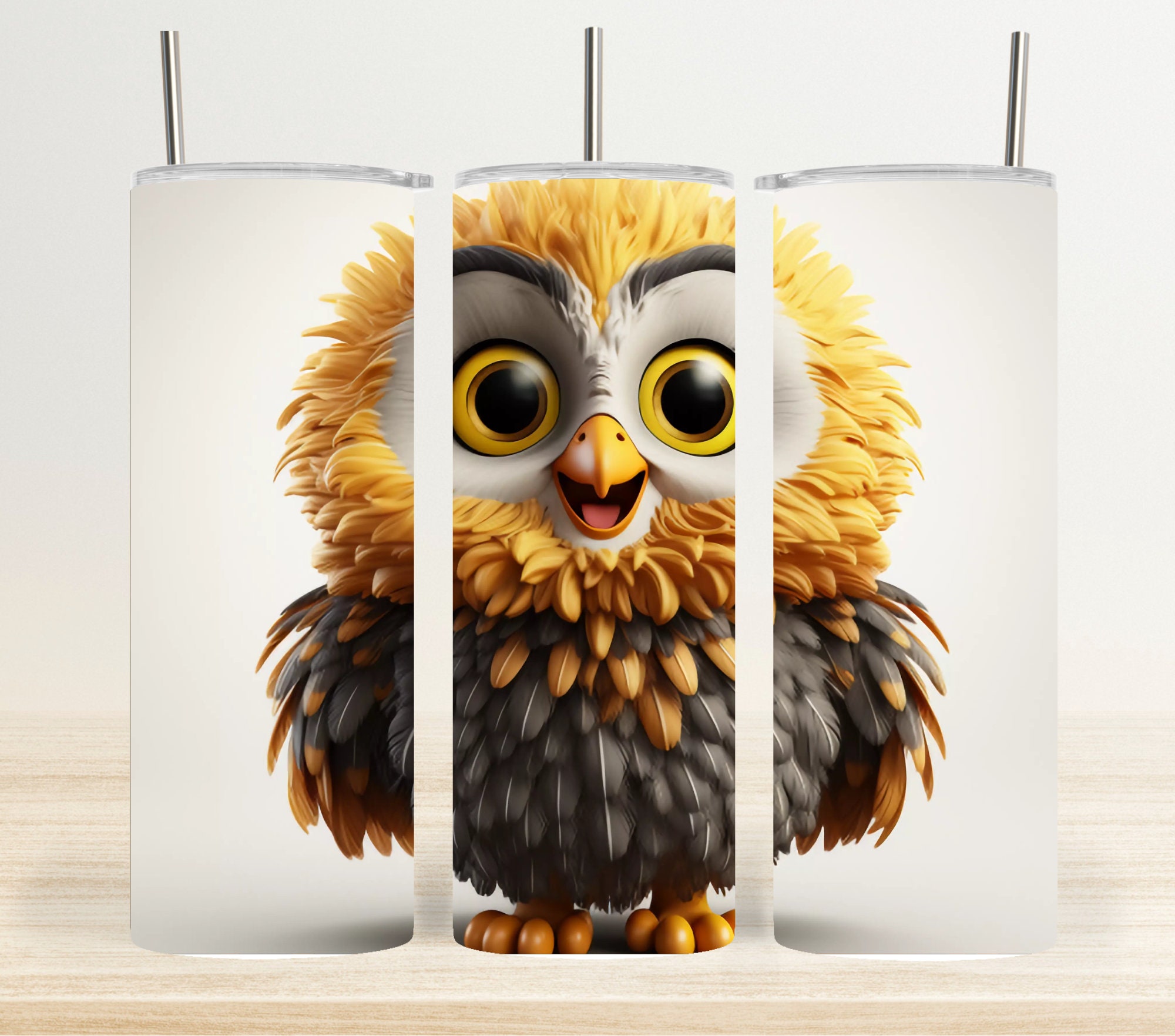 Tumbler Wraps, envoltura de vasos de pequeño Buho, Impresion digital, descarga digital instan