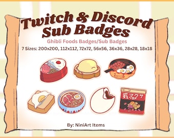 Insignias de suscriptor de comida de Ghibli / Emoticonos de Twitch, Emoji de Discord (Descarga digital)