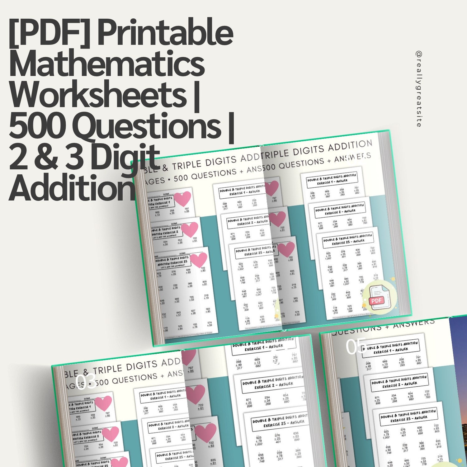 25 Page Printable First Grade Mathematics Worksheets for Kids Ages 5-8 ...