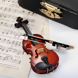 Minature Violin Model with Custom Name Engraving, Functional Tiny Violin with Matching Case,Violin for Doll, Ornament for Musician/Violinist