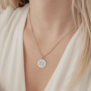 Custom Medical Alert Necklace, Engraved ID Tag Emergency Pendant, Allergy Diabetes Epilepsy Info Charm, Gift for Ederly Family Members