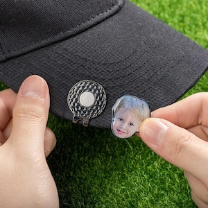 Foto Golf Marker | Personalisierter Ball Marker mit Magnetischem Hut-Clip | Einzigartige Golf Geschenke mit Haustier / Kinderfoto