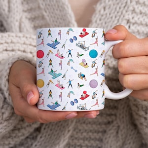 Pilates Mug - Fun Pilates Inspired Print 11oz Ceramic Mug, Perfect Gift for Pilates Enthusiasts & Fitness Lovers