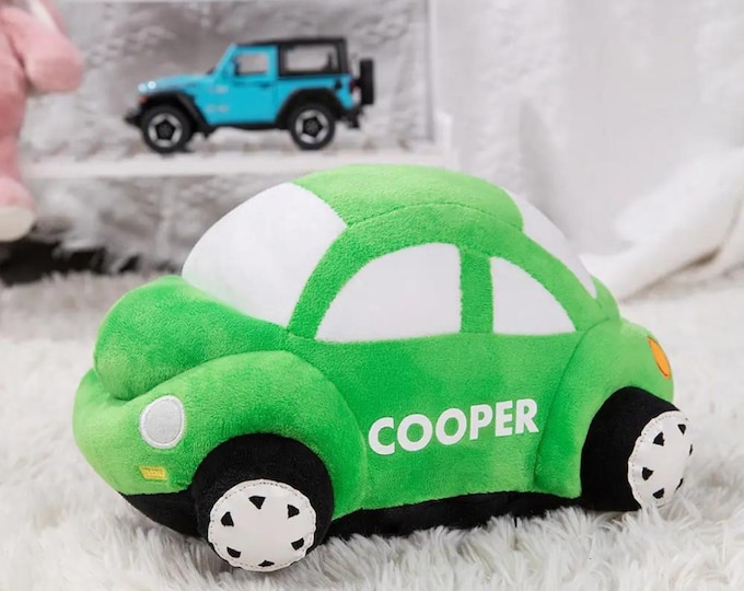 Personalized Car Soft Stuffed Toy Pillow, Car Plush Toy, Customized Name Plush Toy, Gift for Kids, Car Lover, Newborn Gift, Cute Car Toy
