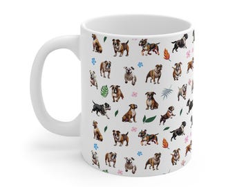 American Bulldog Print 11oz Ceramic Mug, Dog Breed American