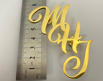 Personalized Initial Name Lapel Pin, Custom Name Brooch, Men's Custom Monogram Lapel Pin, Groomsmen Custom Initials Stainless Steel Brooch