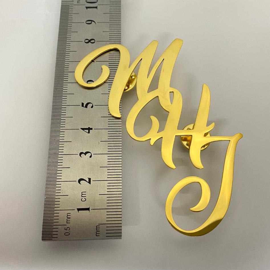 Personalized Initial Name Lapel Pin, Custom Name Brooch, Men's Custom Monogram Lapel Pin, Groomsmen Custom Initials Stainless Steel Brooch