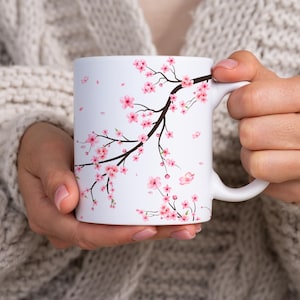 Cherry Blossom Mug 11oz Ceramic - Spring Blossom Drinkware, Cherry Blossom Flowers Cup, Gift for Cherry Blossom Lovers
