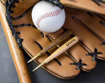 Engraved Name Wooden Baseball Bat Pen, Personalized Ballpoint Pen, Custom Pen for Baseball Fan/Player/Manager, Unique Stationary Gifts