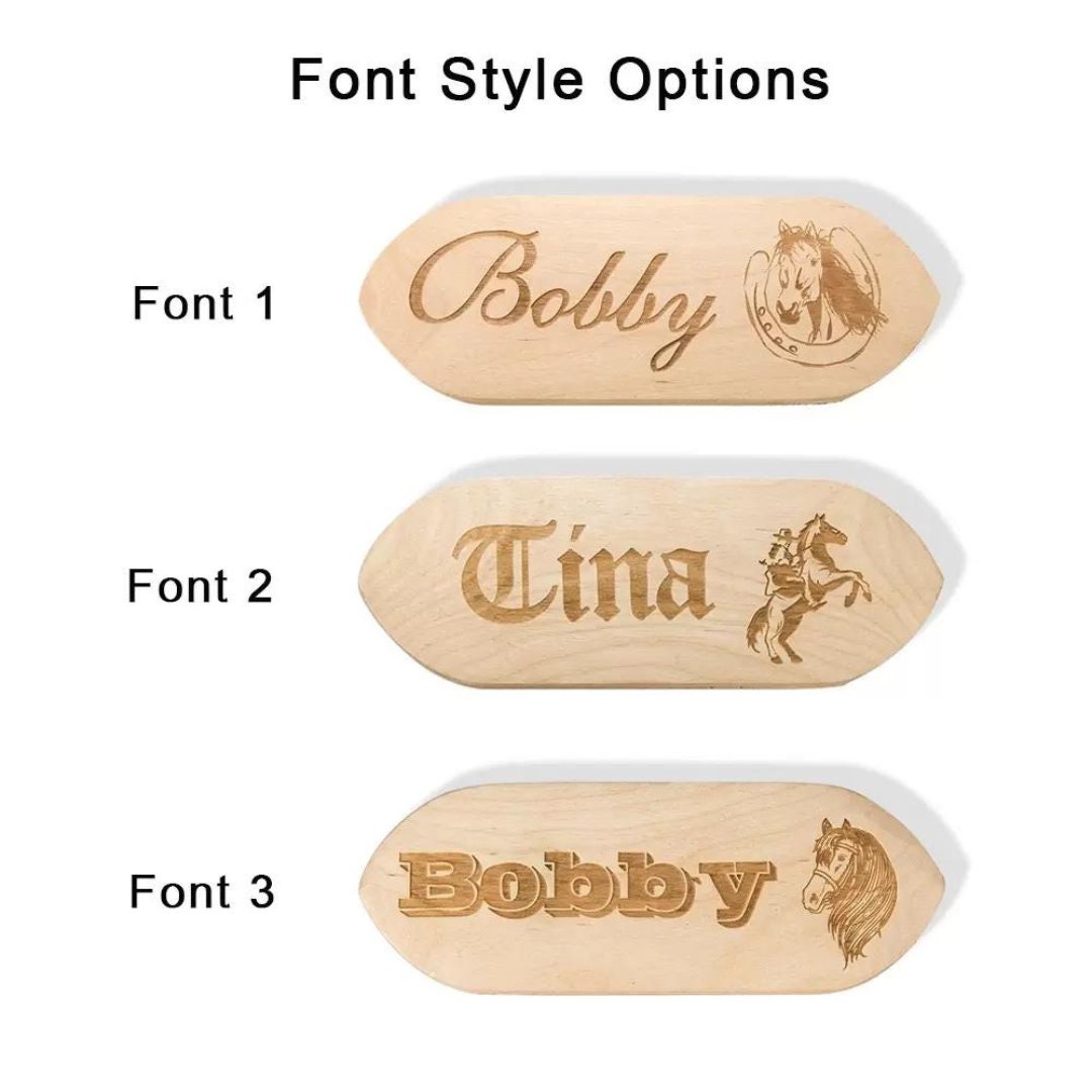 Engraved Name Horse Brush Set In Grass Tree Wood, Customized Pony Grooming Comb Brush With Custom Image + Name, Gift For Horse Owner/rider - UK