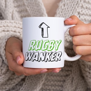 Caneca de cerâmica de 11 oz com citação de Rugby Wanker, caneca para amantes de Rugby, ideias para presentes de jogadores/técnicos/times de Rugby, caneca engraçada para entusiastas de Rugby, utensílios para bebidas esportivas