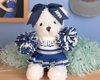 Personalized Cheerleading Plush Bear, Custom All-Star Cheer Bears, School Cheer Bears, Cheerleader Custom Uniform Bear, Cheer Team Gift