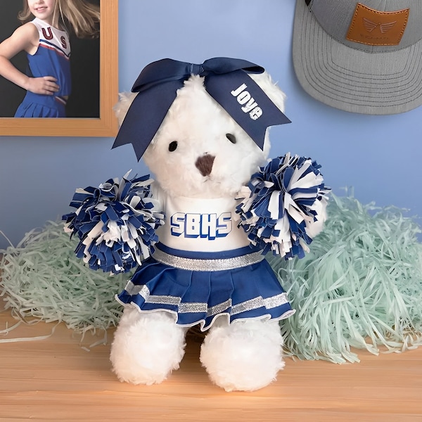 Personalized Cheerleading Plush Bear, All-Star Cheerleading Bears, School Cheerleader Teddy Bears, Cheerleader Gift for Girl/Daughter/Niece