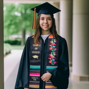 Customized Mexican Graduation Stole, Embroidery or Printed Options, Class of 2025 Grad Sash, Heritage College/University Celebration Gifts