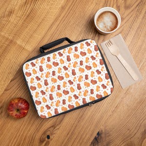 Cute Capybara Canvas Lunch Bag, Kawaii Chibi Style Capybara Print Lunch Bag, Capybara Food Bags, Capybara Lovers Gift, Capybara Accessories