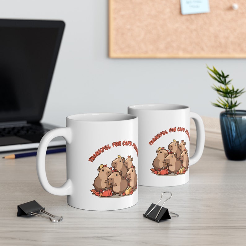 Thanksiving Capybara Thankful for Capy-friends Capybara Mug, Thanksgiving Kawaii Capybaras ...