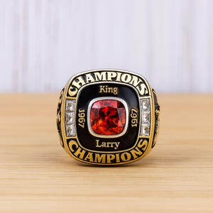 Personalized Championship Ring with Custom Engravings, Men&#39;s Chunky Championship Ring, Customized Championship Ring with Colored Stone